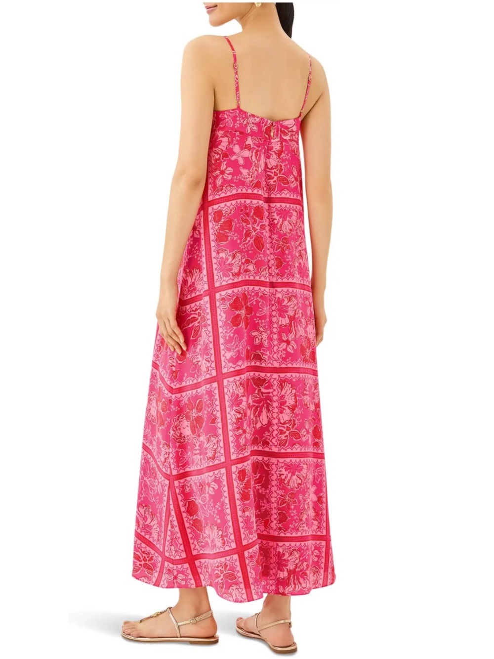 Lilly Pulitzer Jesslyn Silk Maxi Slip Dress in Sun Shell Pink Big Party - Picture 2 of 11
